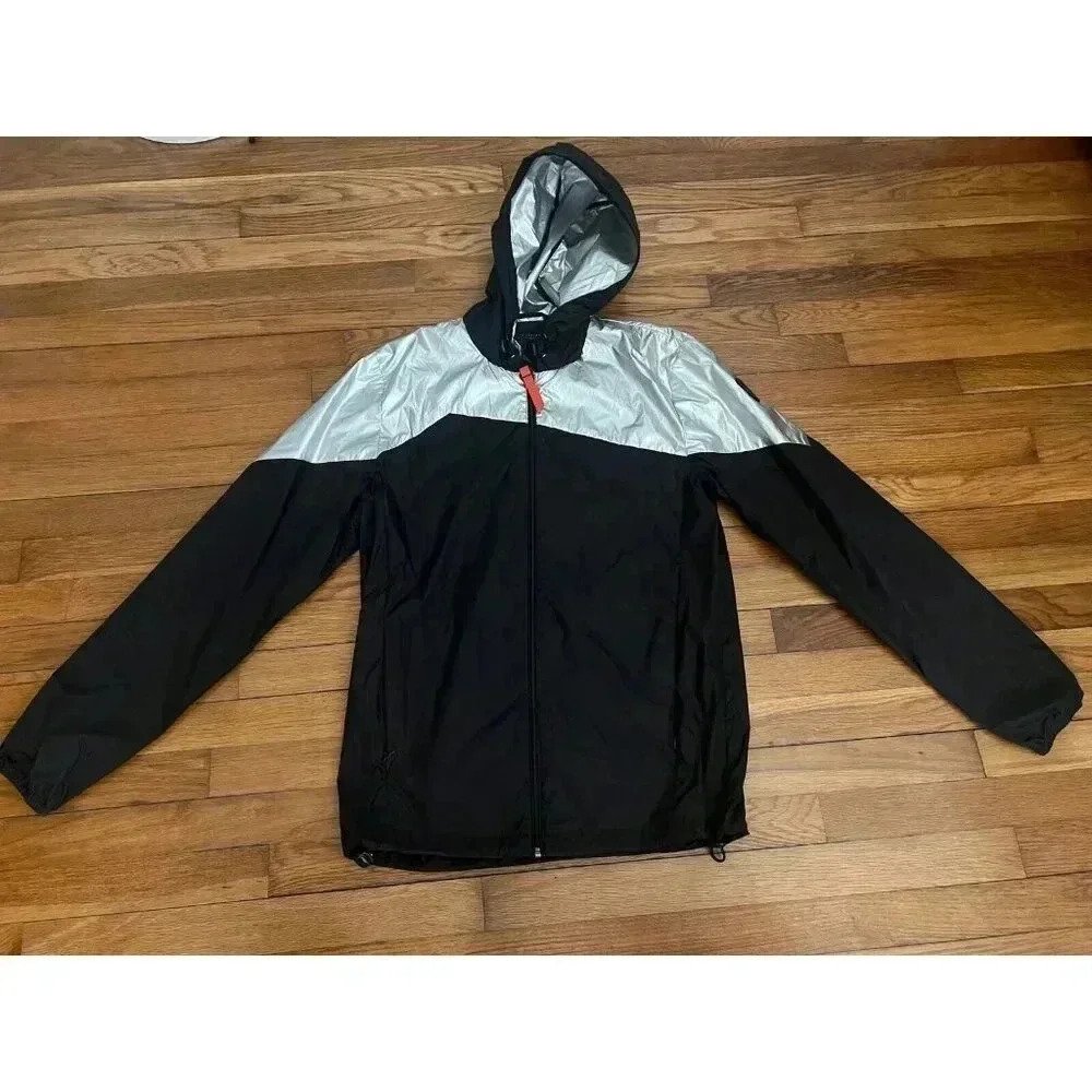 Gertrude + Gaston Nicole Women's Windbreaker Jacket Black Metallic Size L